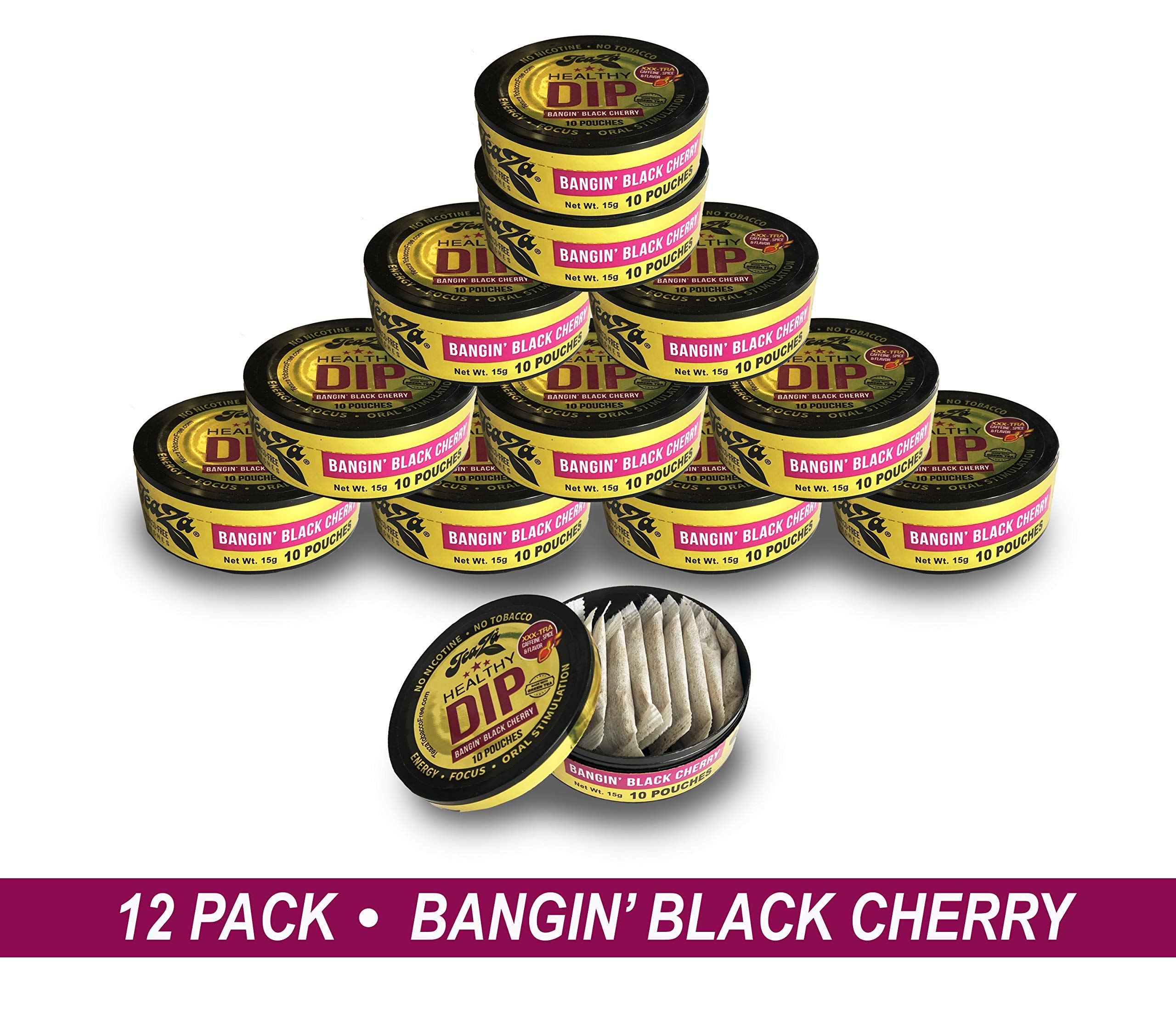 TeaZa Bangin' Black Cherry closeup highlights bold flavor and refreshing aroma.