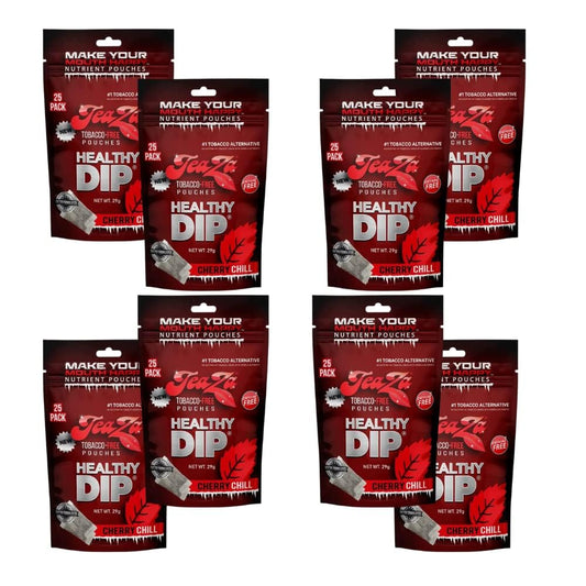 TeaZa Energy Pouches Cherry Chill pack front showing a tobacco-free dip alternative.
