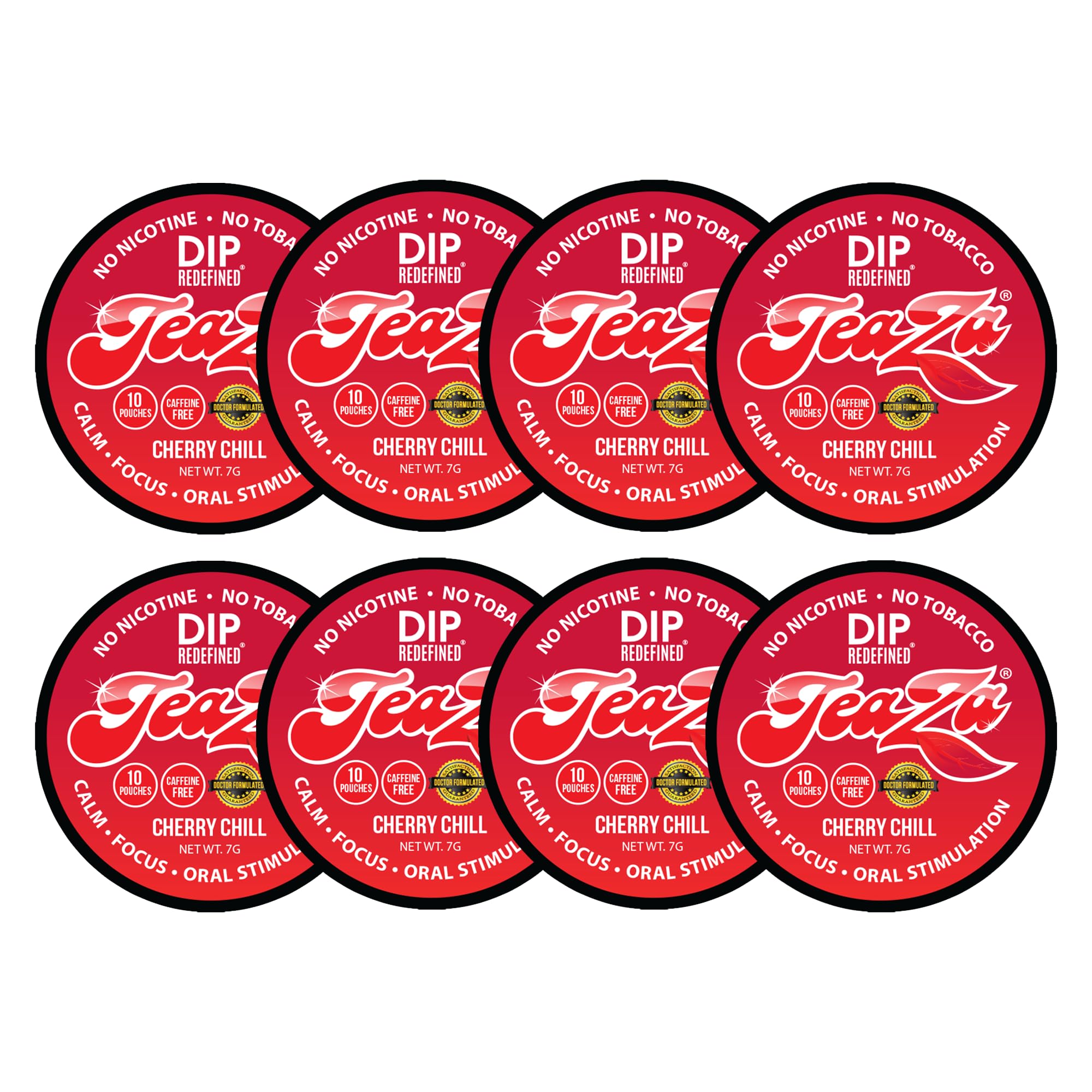 TeaZa Energy Pouches Cherry Chill package on desk for convenient energy boost