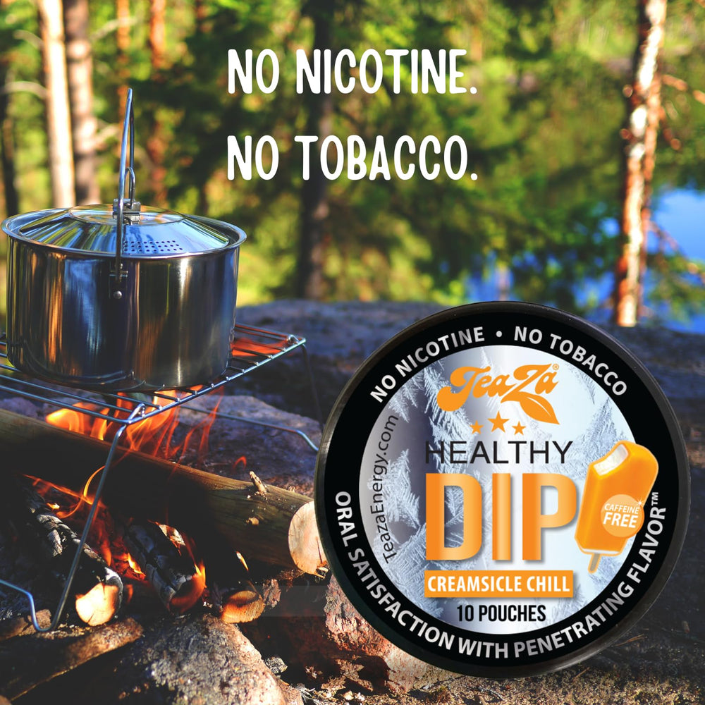 TeaZa Energy Pouches in mouth provide a satisfying, nicotine-free option.