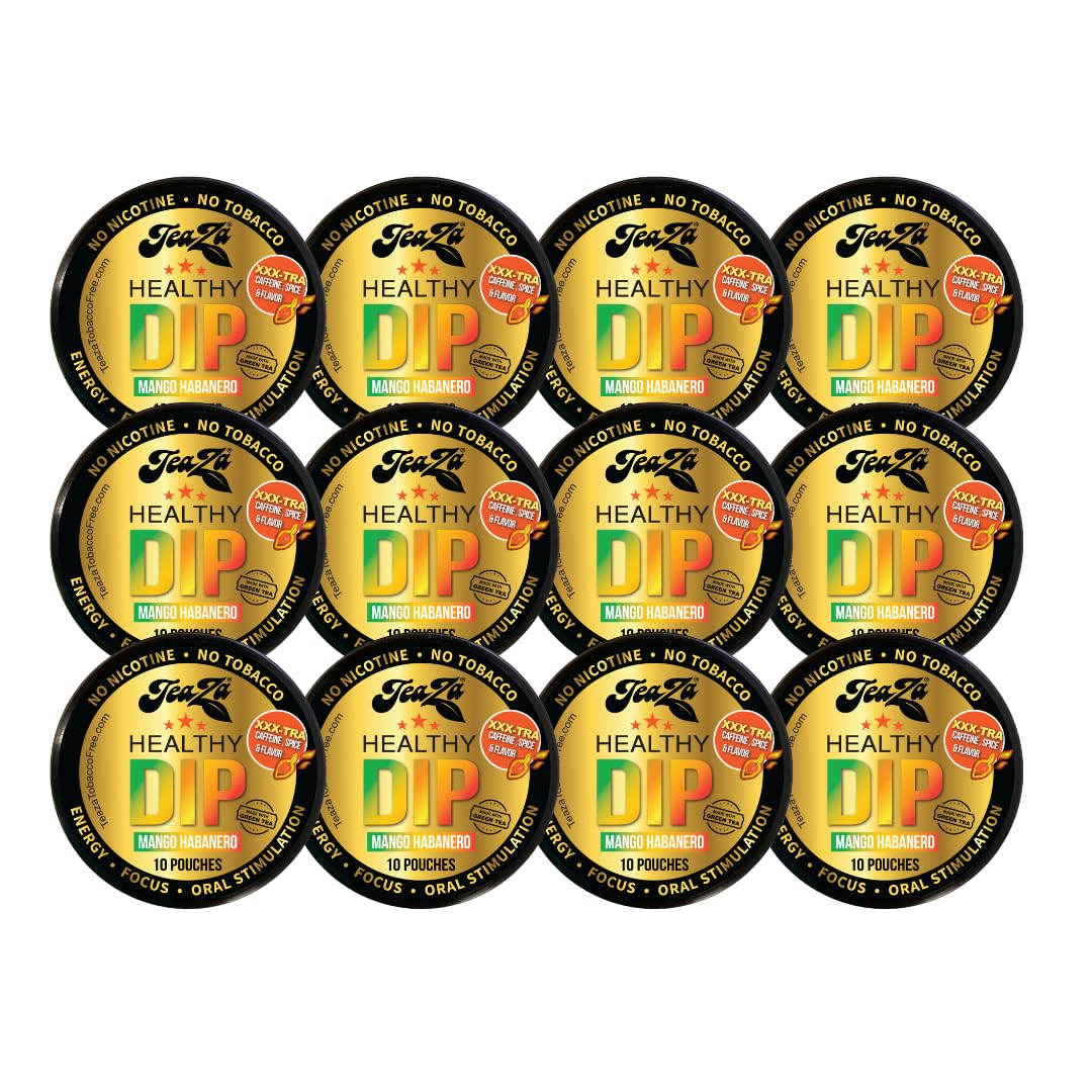 TeaZa Energy Pouches Mango Habanero front-pack showcases bold flavor and nicotine-free convenience.