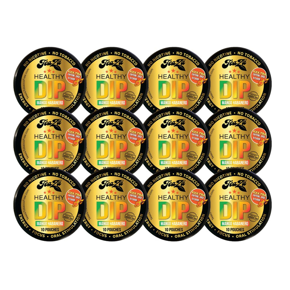 TeaZa Energy Pouches Mango Habanero front-pack showcases bold flavor and nicotine-free convenience.