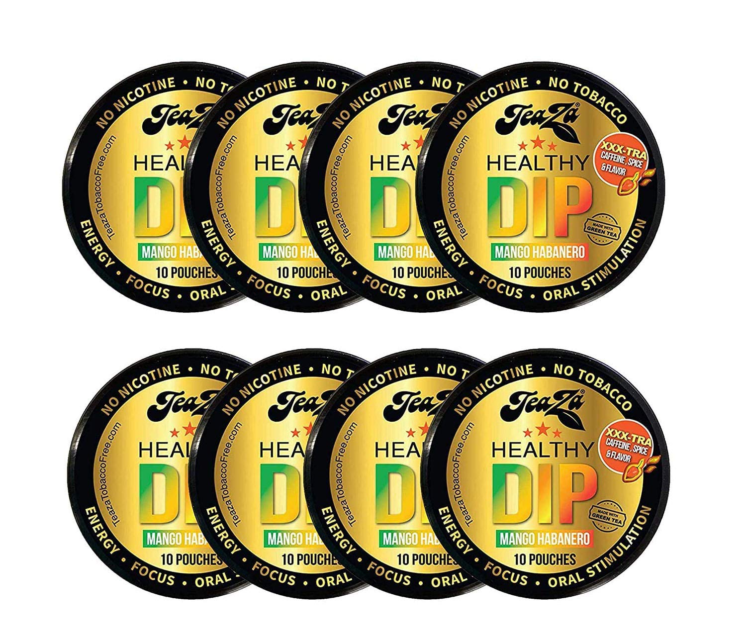 TeaZa Energy Pouches open pack showing convenient nicotine-free energy option