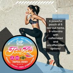 TeaZa Energy Pouches Tropical minty flavor suggests refreshing aroma.