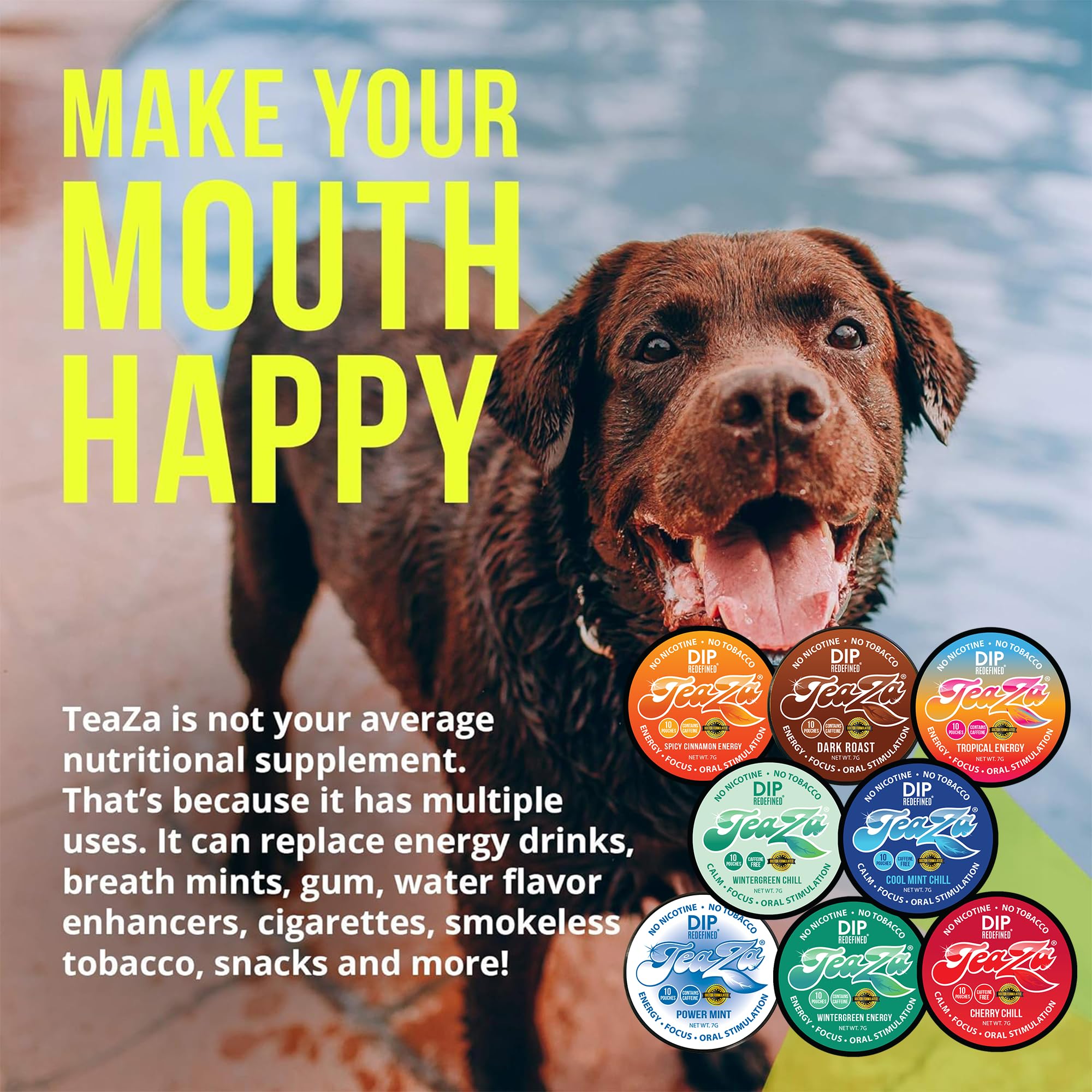 TeaZa Energy pouches help curb snack cravings in daily routines.