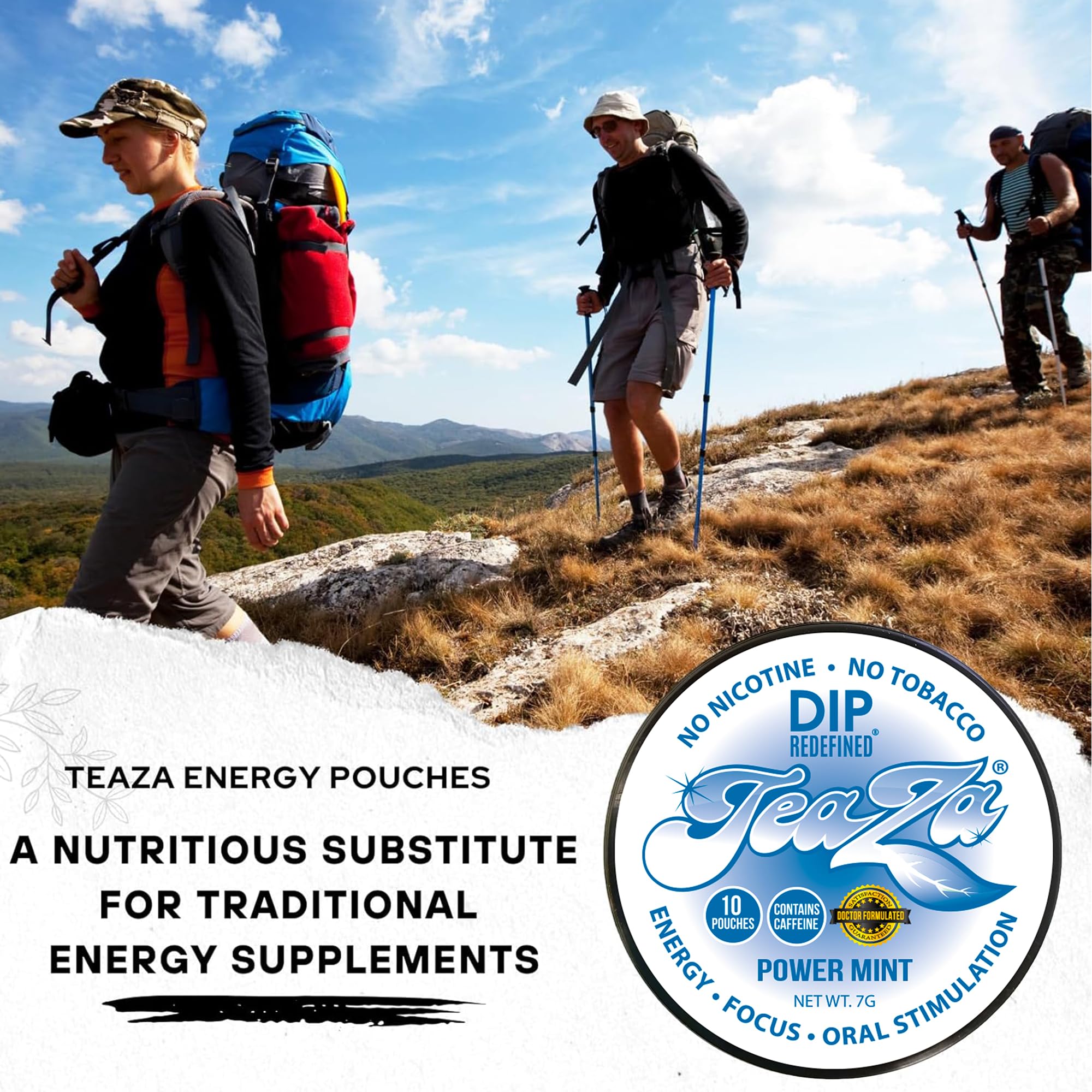 TeaZa herbs and vitamins blend supports sustained energy.
