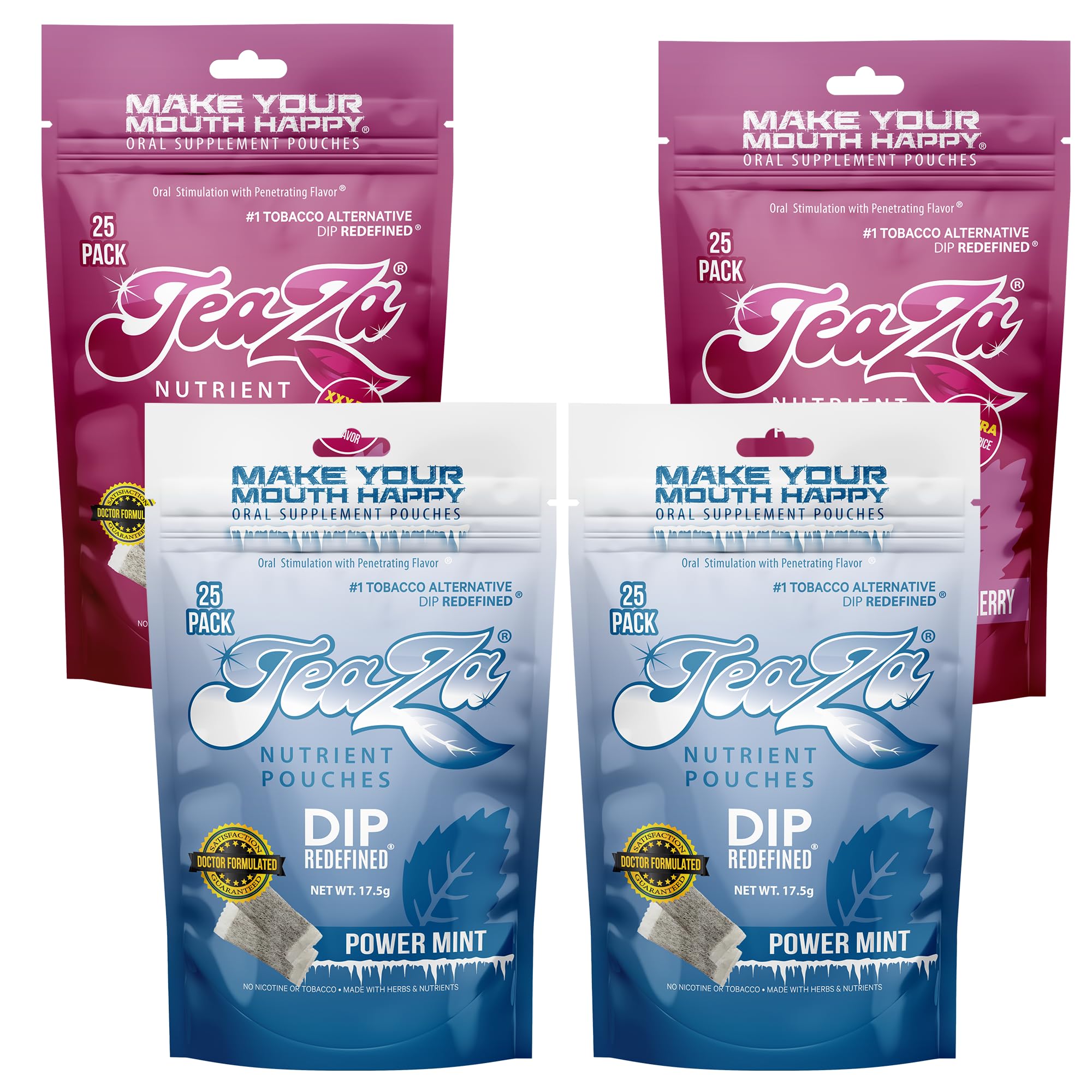 TeaZa Power Mint pouch offers a refreshing, discreet energy boost for focus and freshness.