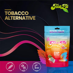 TeaZa tropical energy pouch pack showing eight bags