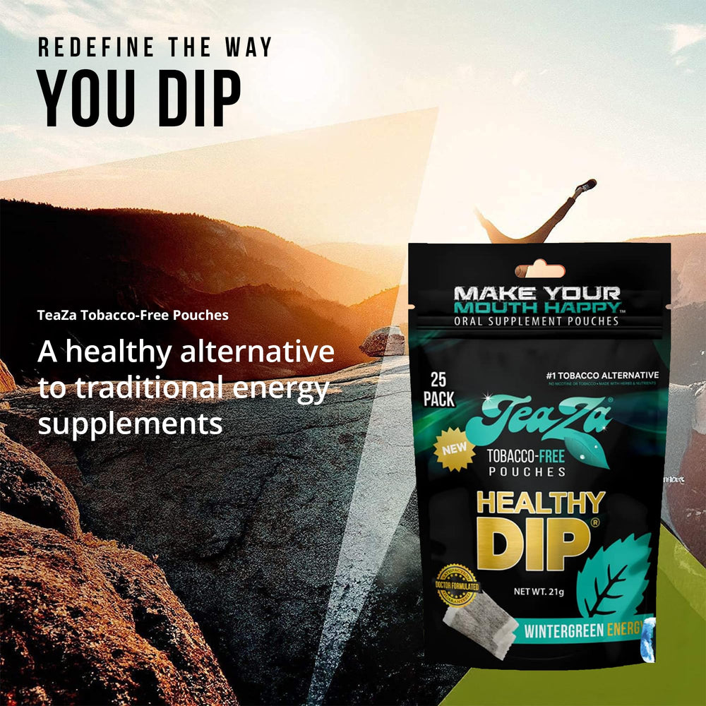 TeaZa Wintergreen Energy pouch opened to reveal crisp internal texture.