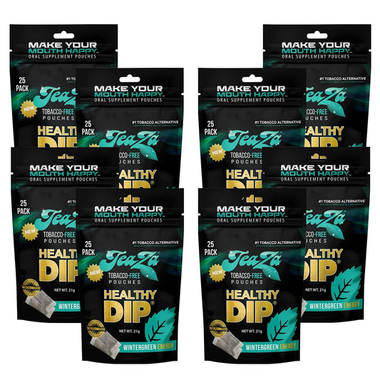 TeaZa Wintergreen Energy Pouch Pack for on-the-go energy and minty flavor.
