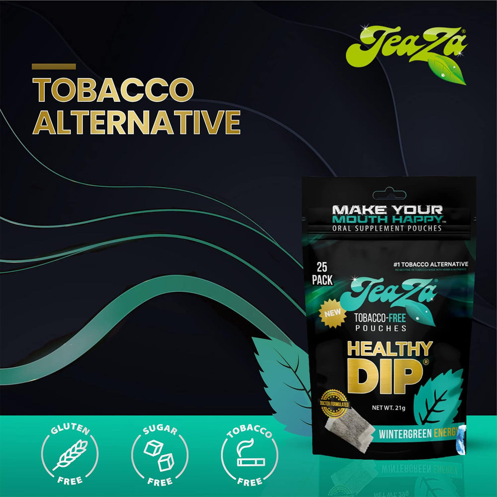 TeaZa Wintergreen Energy pouches in use illustrate on-the-go energy option.