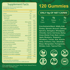 Tecepec Greens Daily Gummies close-up gummy reveals vibrant green color and whole-food nutrition