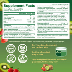 Tecepec Super Greens Powder dispense scoop shows easy measuring for consistent daily use