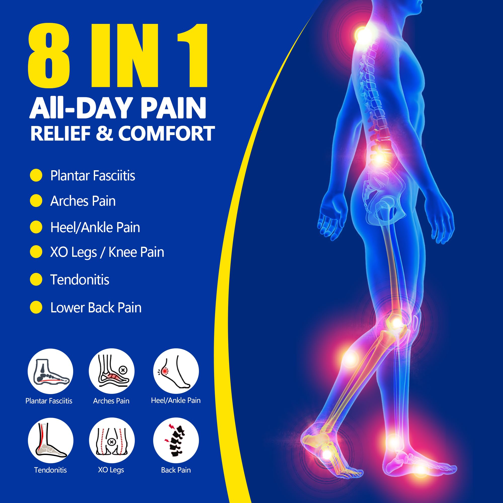TECRUN plantar fasciitis insole offers 10 sizes for a precise foot fit