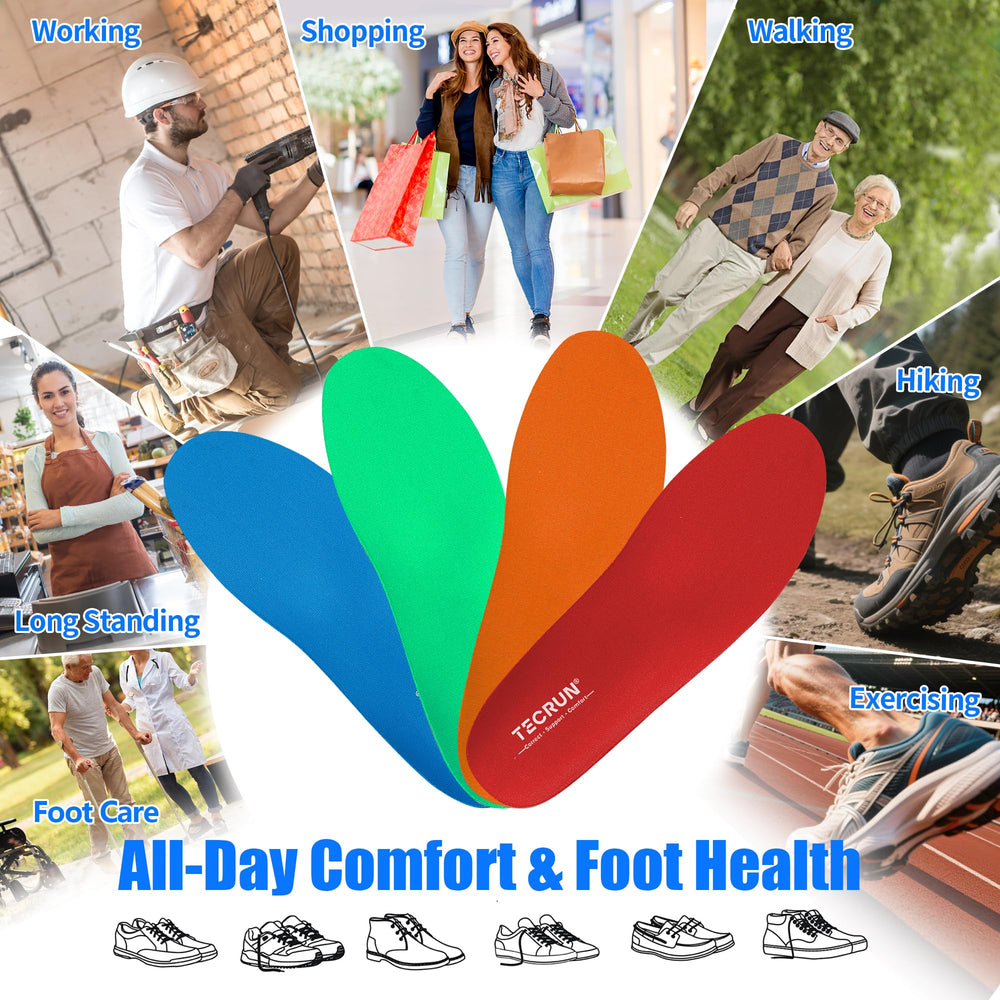 TECRUN slim forefoot design reduces toe crowding in many shoes
