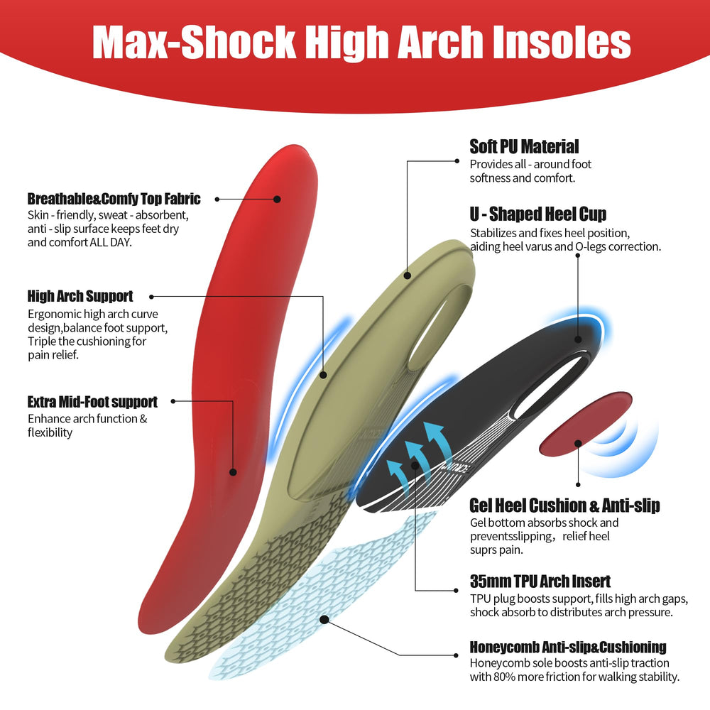 TECRUN sweat-wicking fabric on insoles keeps feet dry during workdays and workouts.