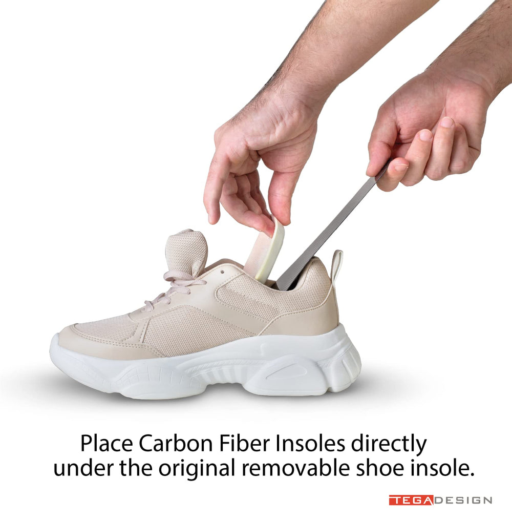 TEGA carbon fiber insole 1.3 mm thickness provides rigid metatarsal support