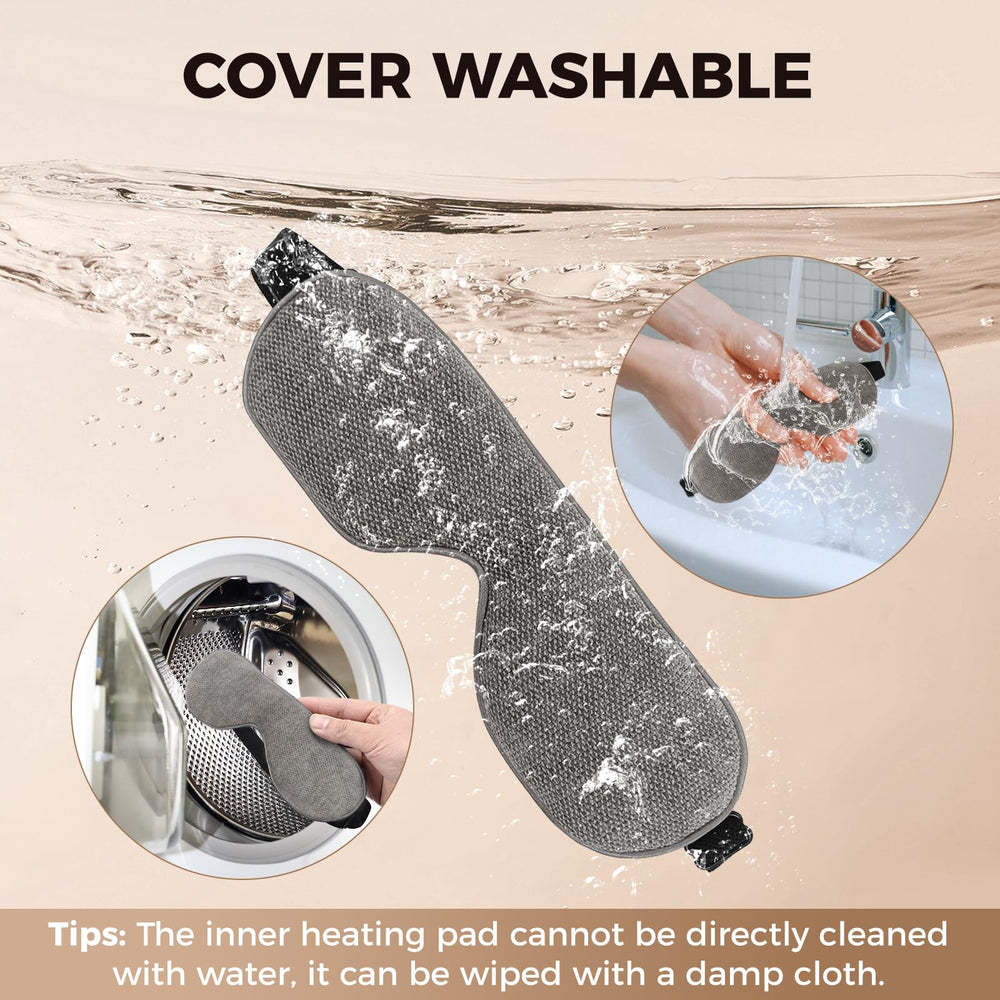 Telepepe heated eye mask detachable cover, machine washable for hygiene.