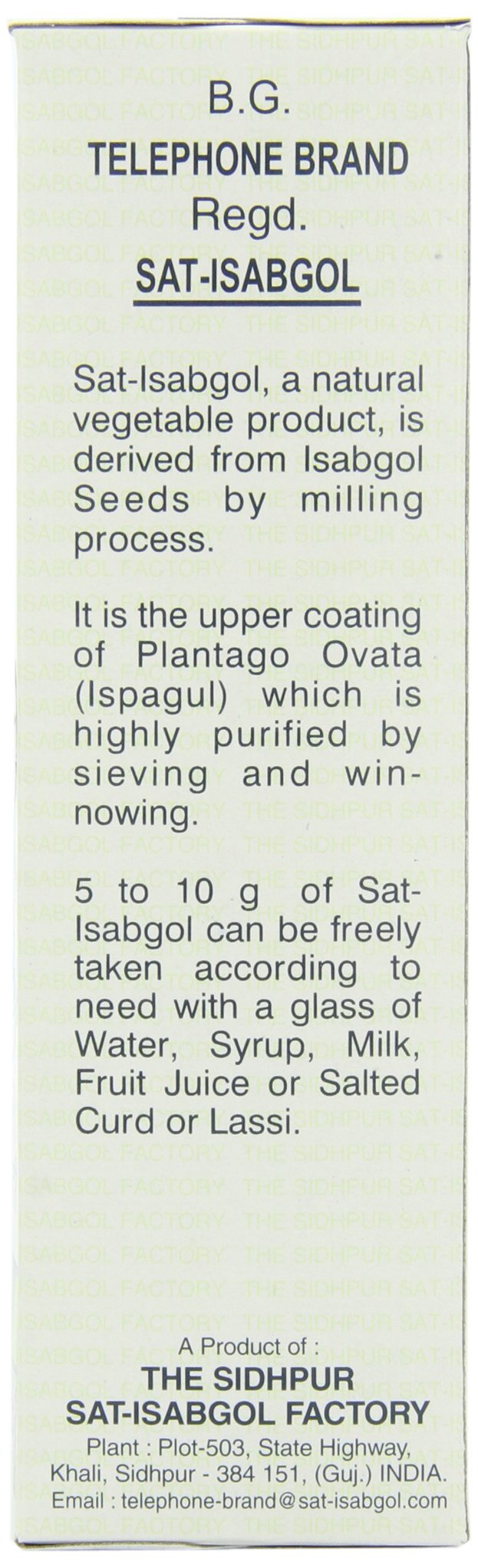 Telephone Sat-Isabgol scoop beside the box ready for daily fiber routine.