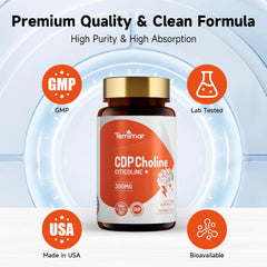 Temimar CDP Choline capsule being poured for easy daily intake.
