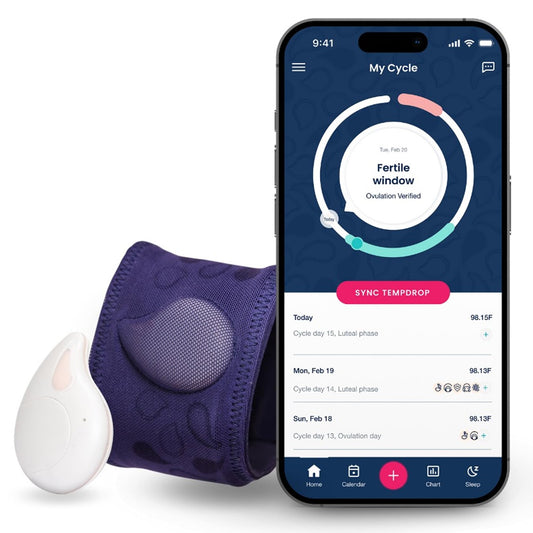 Tempdrop wearable ovulation sensor on the arm tracks fertility while you sleep.