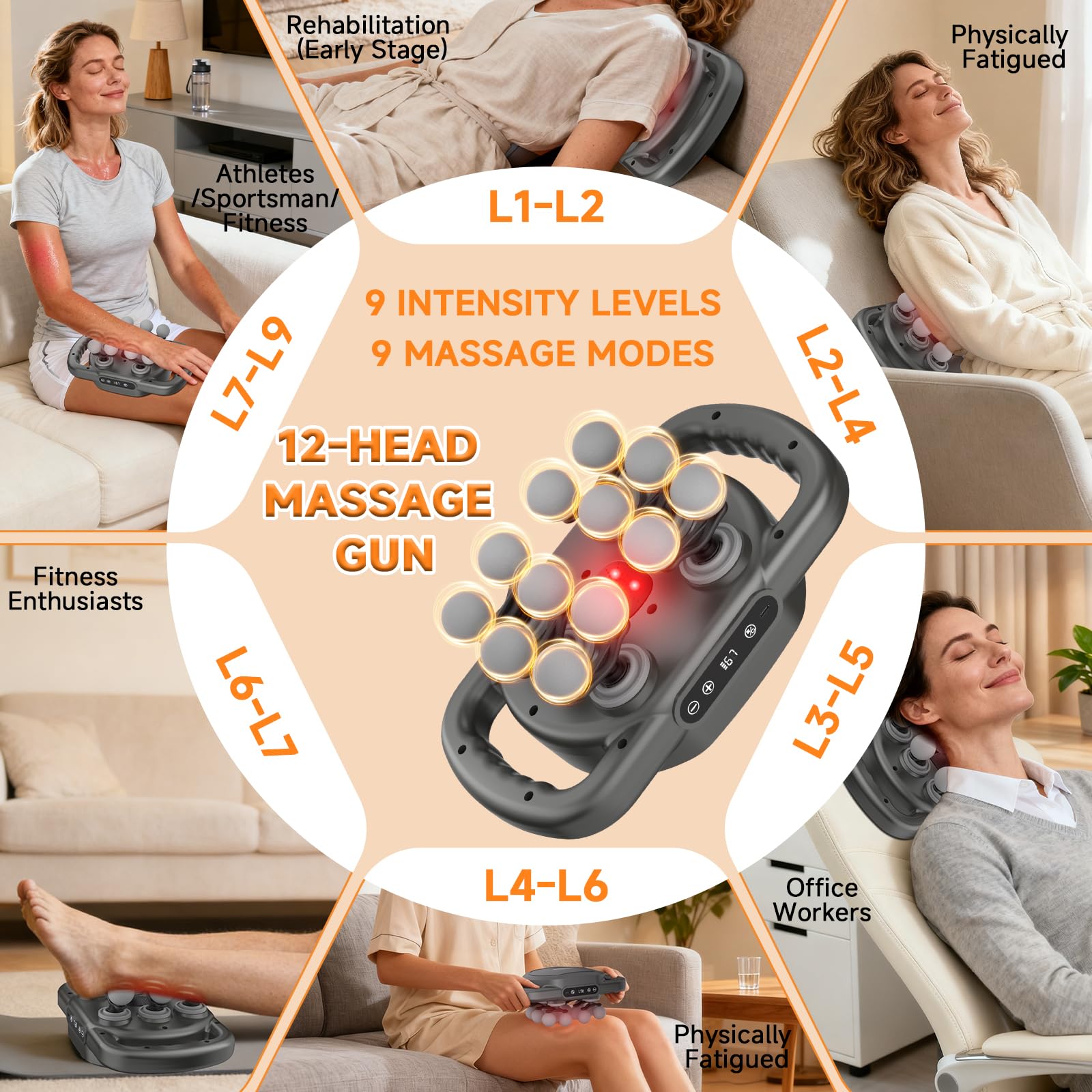 TenSine 12 Head Massage Gun portable cordless design for travel recovery