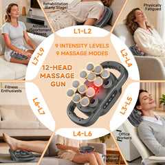TenSine 12 Head Massage Gun portable cordless design for travel recovery