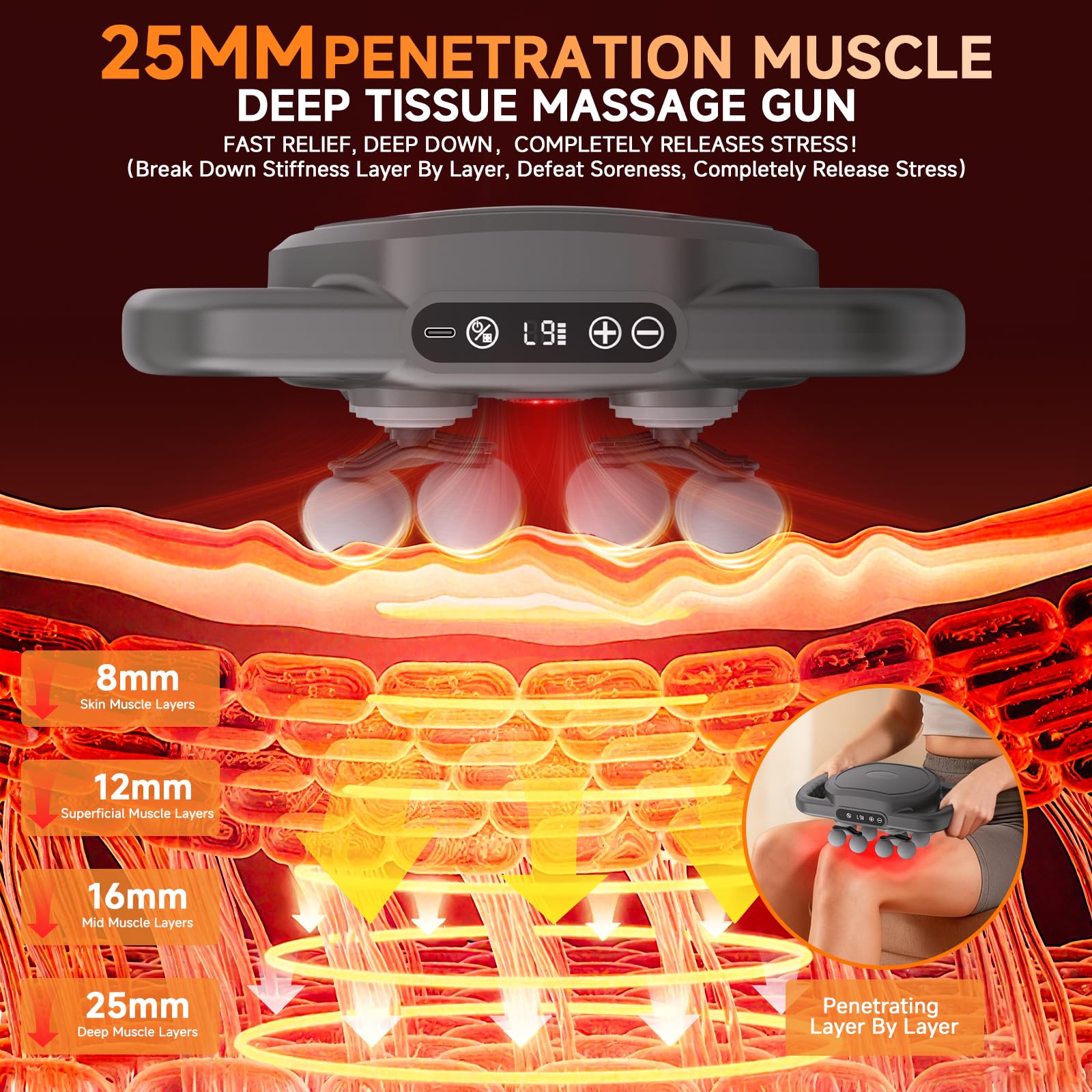 TenSine 12 Head Massage Gun for shoulder relaxation and tension relief