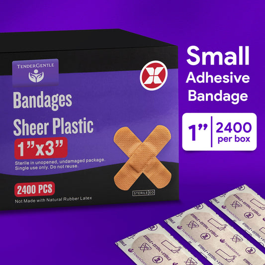 Close-up of TenderGentle 1-inch bandage showing flexible skin-friendly design.