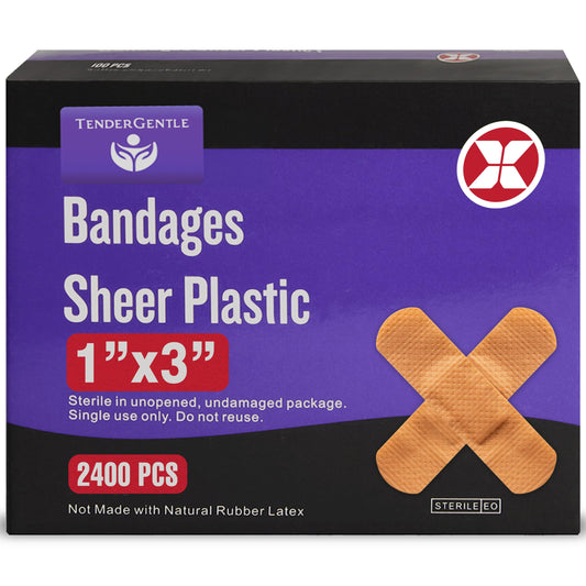 TenderGentle adhesive bandage case with 2,400 sterile 1-inch bandages for home use.