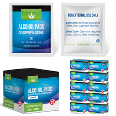 TenderGentle alcohol wipes in a case of 1,000 for bulk medical prep.