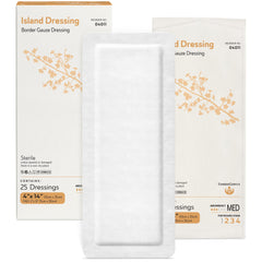 TenderGentle bordered gauze island dressing keeps gauze in place for wound coverage.