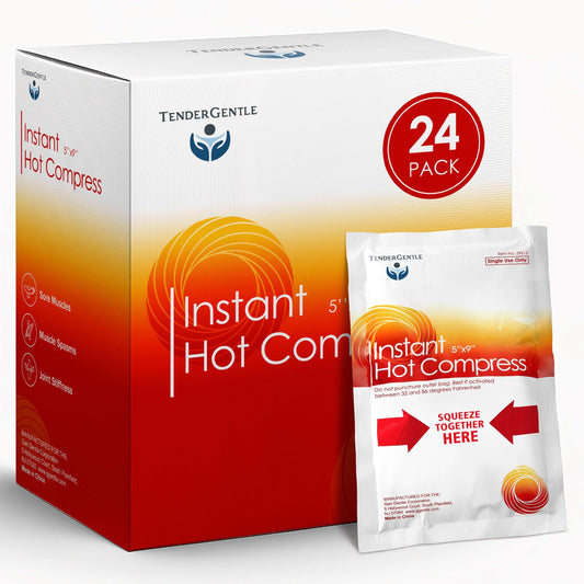 TenderGentle Instant Hot Compress compact pack ready for travel and quick warmth.