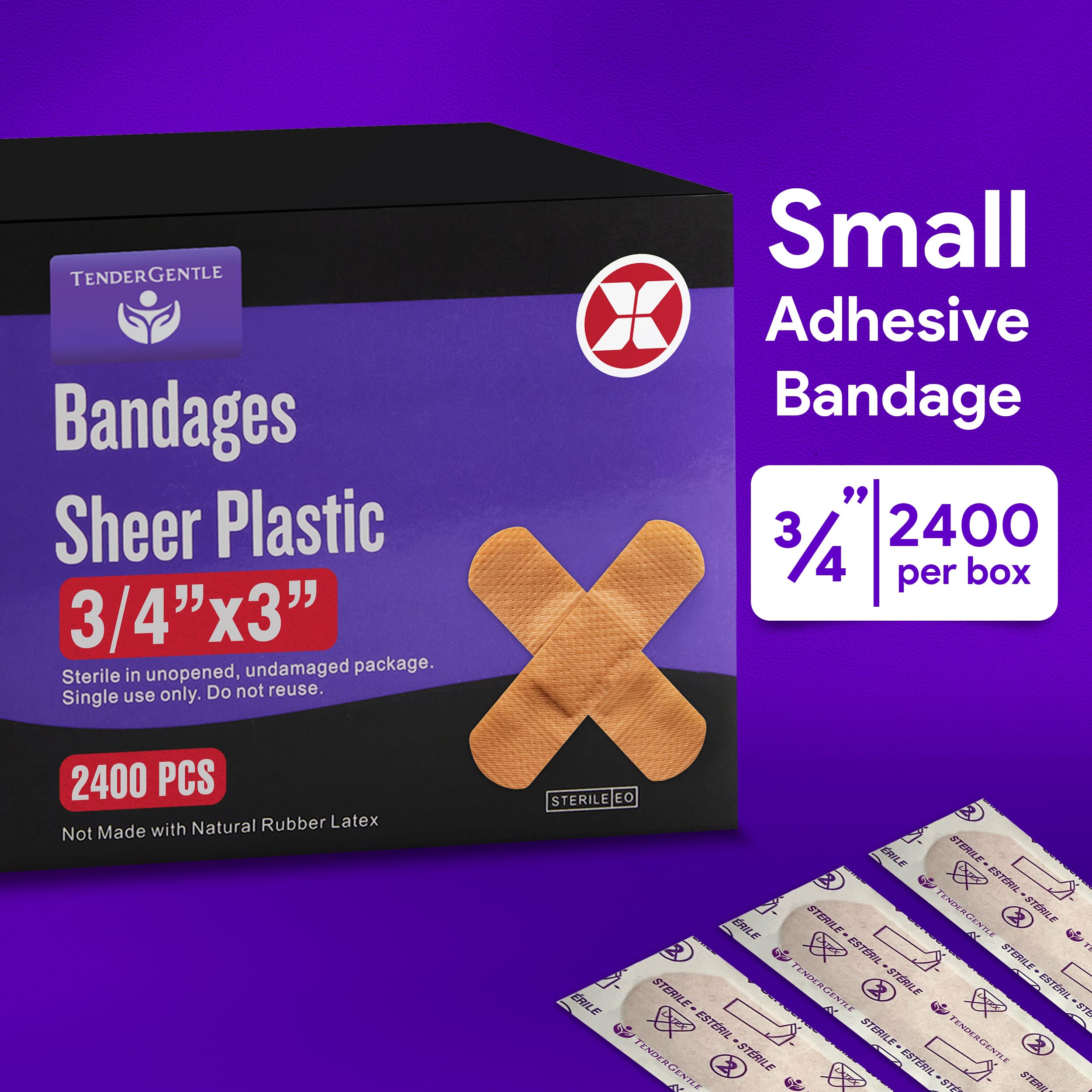 TenderGentle sterile small bandage pack opens to reveal a clean, ready-to-use bandage.
