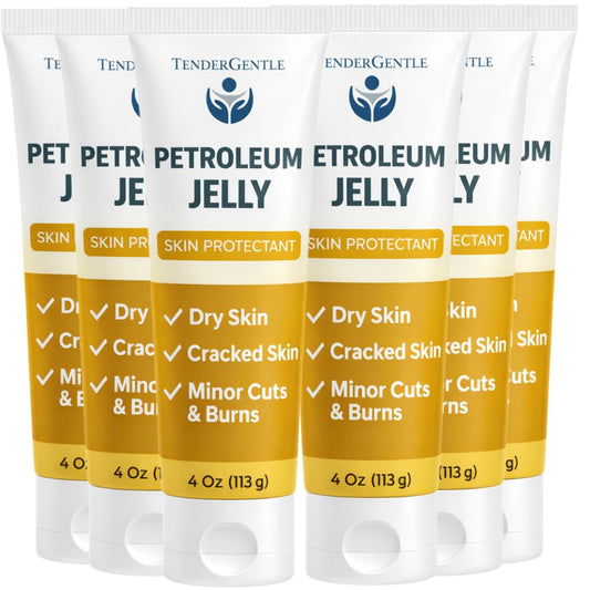 TenderGentle white Petroleum Jelly pack of 6 tubes for convenient daily protection.