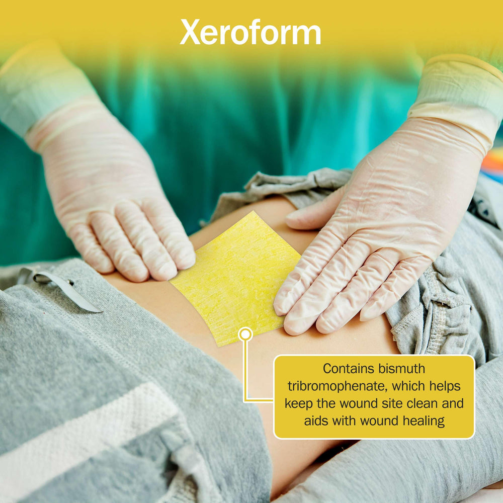 TenderGentle Xeroform dressing non-adherent surface supports gentle wound contact.
