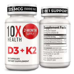 10X Health System D3K2 bottle front view highlighting bone health support