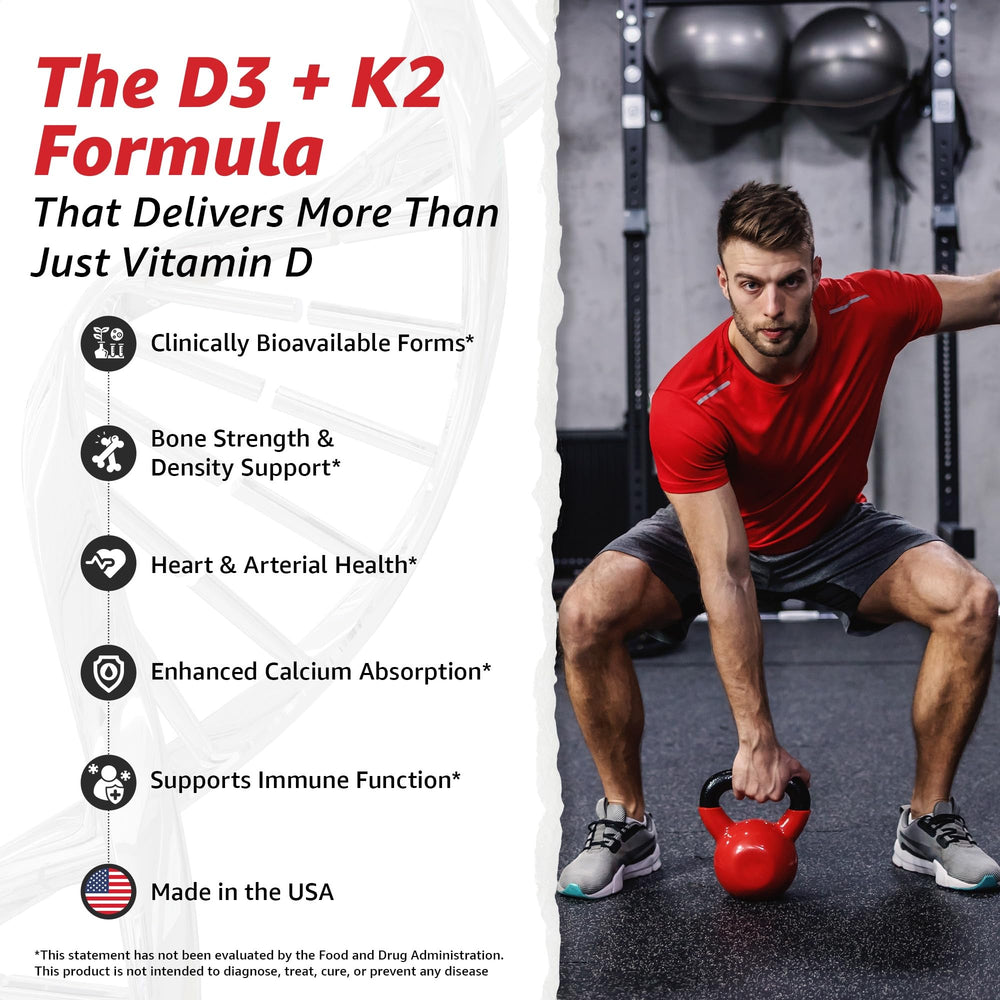 Close-up of 10X Health System D3K2 capsules for daily calcium absorption