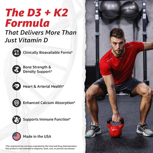 Close-up of 10X Health System D3K2 capsules for daily calcium absorption