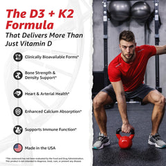 Close-up of 10X Health System D3K2 capsules for daily calcium absorption