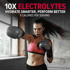 Powder poured into water to create a zero-calorie hydration solution.