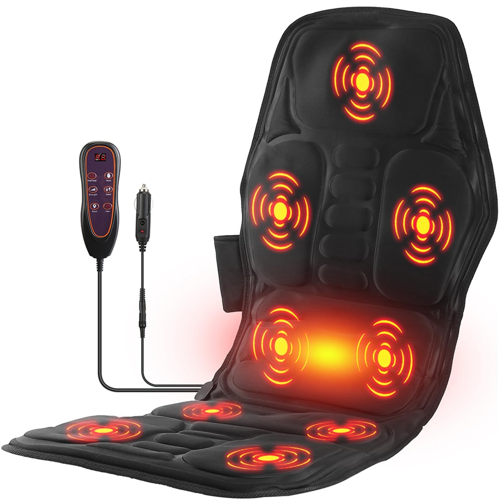 TeqHome back massager seat cushion with heat delivers targeted relief during long drives.