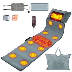 TeqHome full body massage mat on bed delivers full coverage relief after a long day.