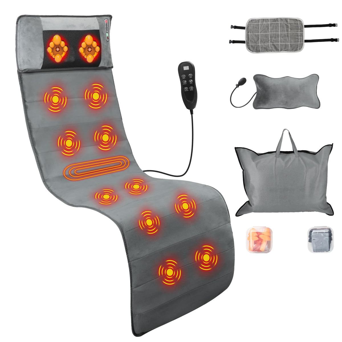 TeqHome full body massage mat with plush cover for relaxing at home.