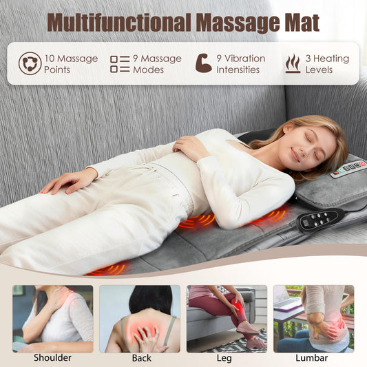 TeqHome Full Body Massage Mat plush fabric close-up highlights luxurious softness for comfort.