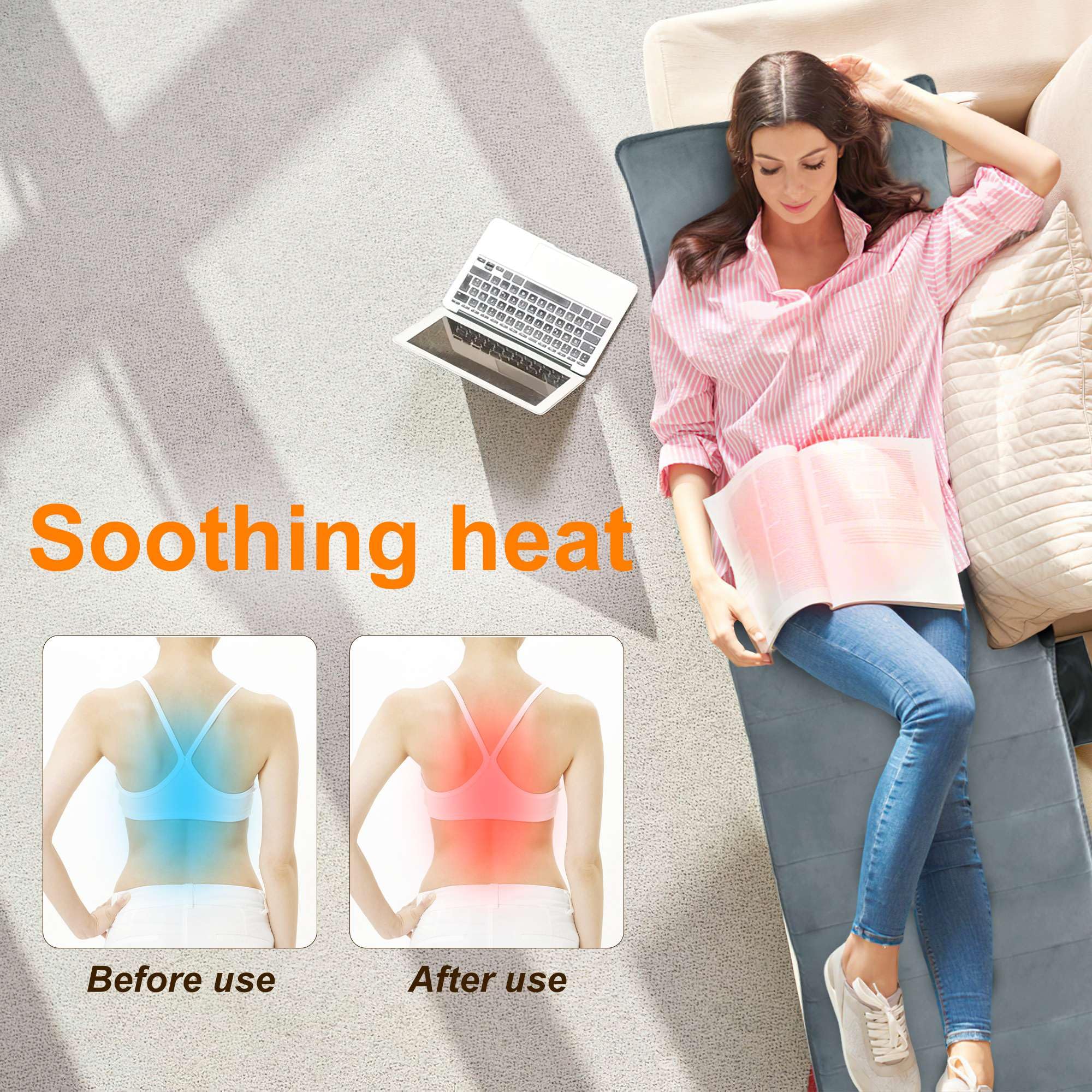 TeqHome full body massage mat thighs offer relaxing relief for legs.