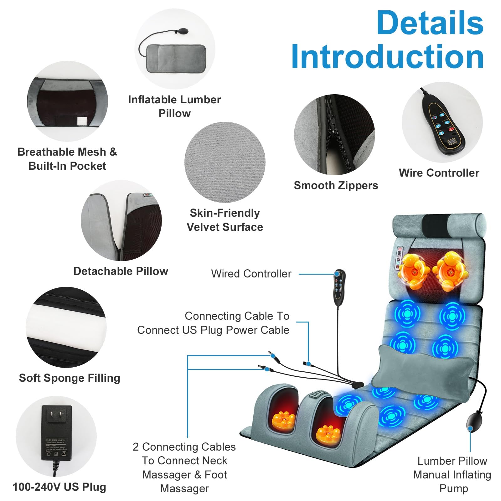 TeqHome lumbar-support cushion adjusts height for personalized comfort.