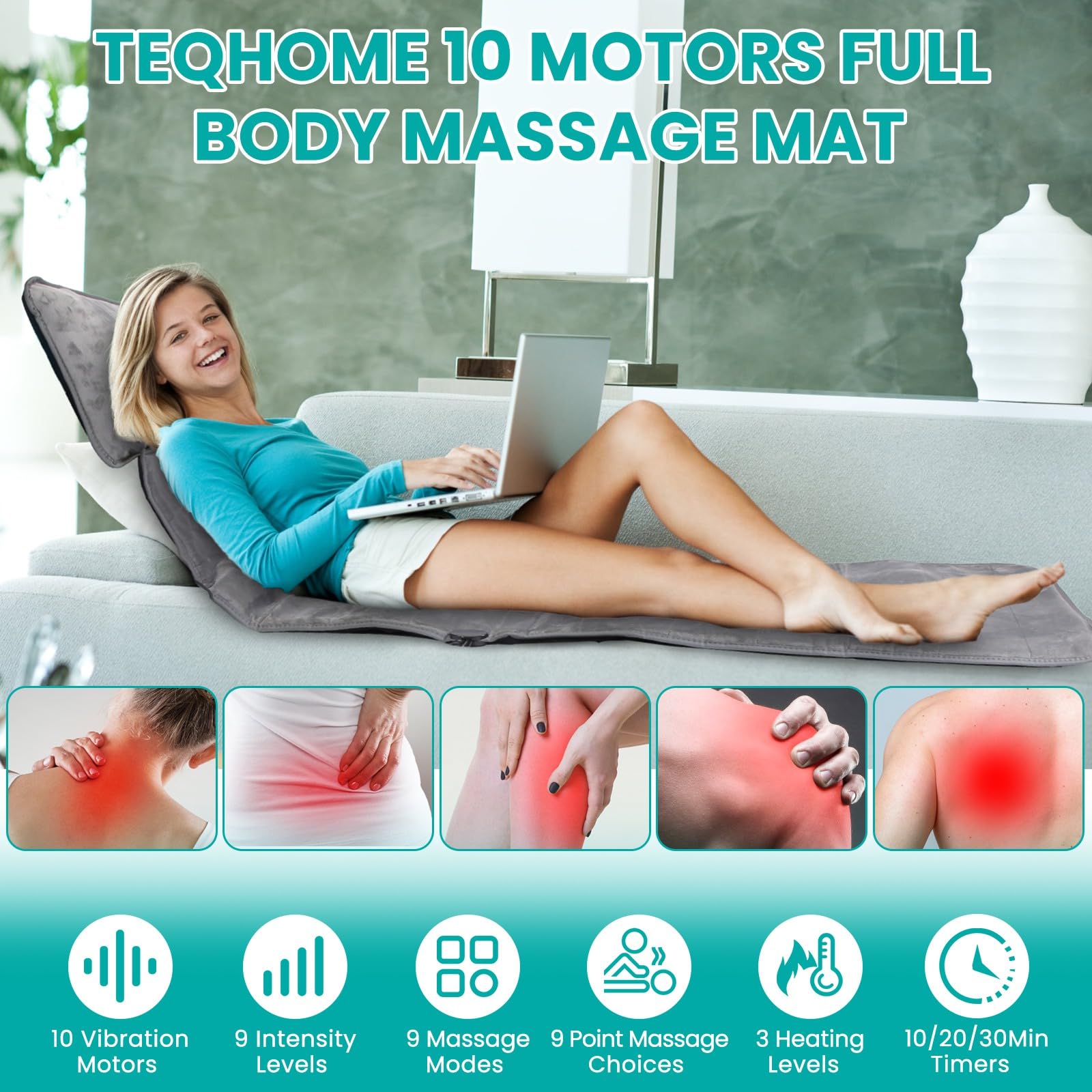 TeqHome lumbar support feature highlighting back-friendly comfort.