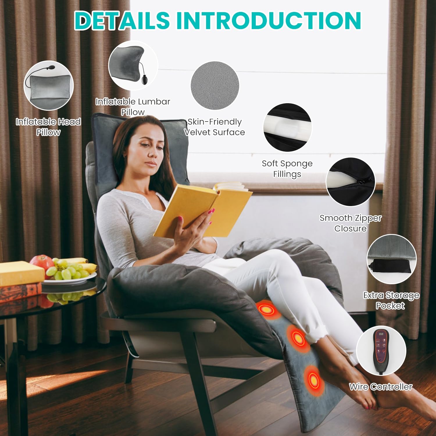 TeqHome soft fabric cover offers skin-friendly comfort.