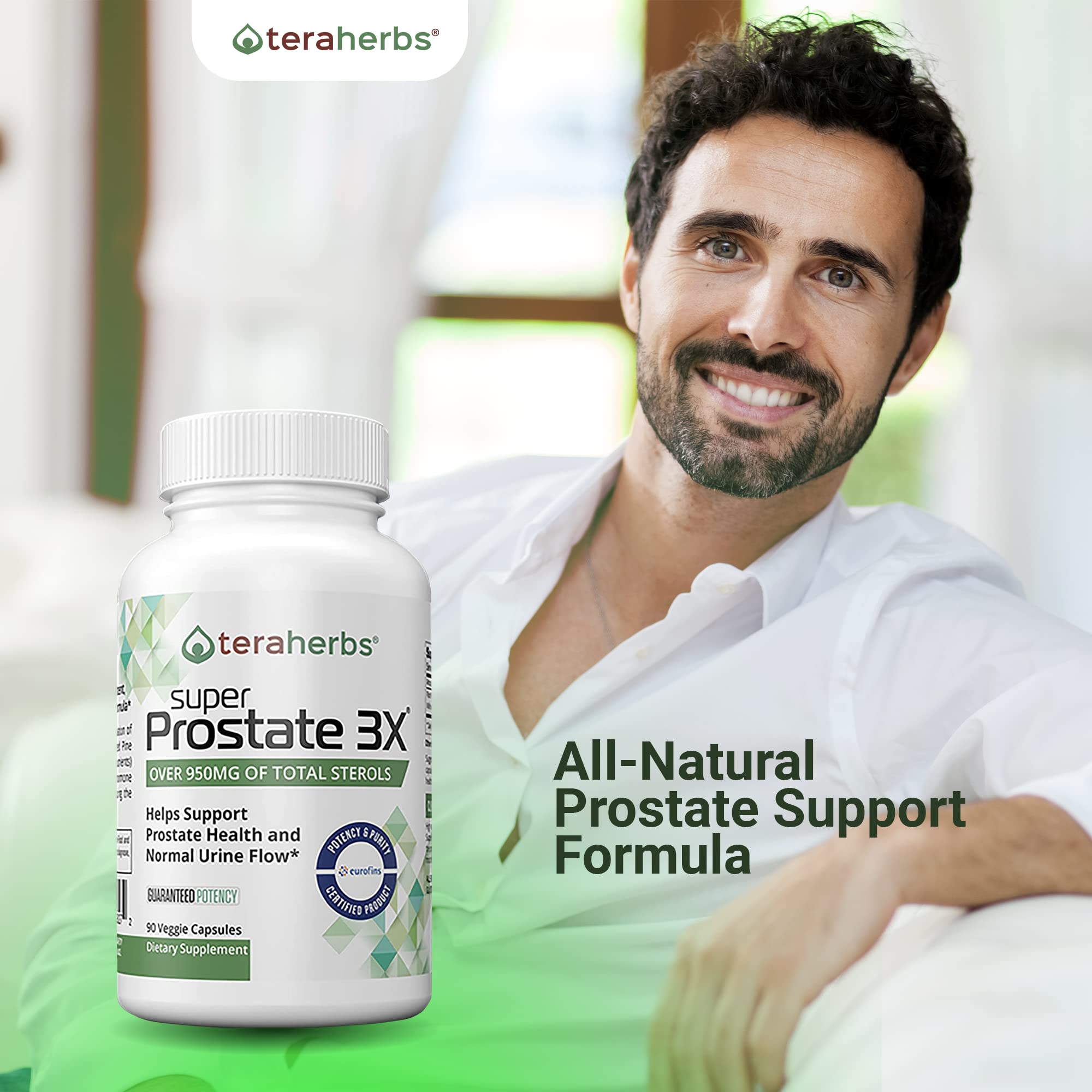 Teraherbs pine pollen ingredient close-up signals natural plant support.